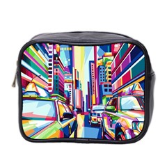 City-street-car-road-architecture Mini Toiletries Bag (two Sides) by Jancukart