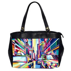 City-street-car-road-architecture Oversize Office Handbag (2 Sides) by Jancukart