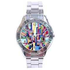 City-street-car-road-architecture Stainless Steel Analogue Watch