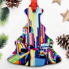 City-street-car-road-architecture Christmas Tree Ornament (two Sides)