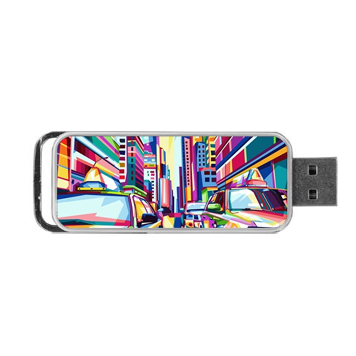 City-street-car-road-architecture Portable USB Flash (Two Sides)