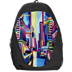 City-street-car-road-architecture Backpack Bag by Jancukart