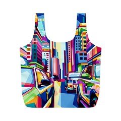 City-street-car-road-architecture Full Print Recycle Bag (m) by Jancukart