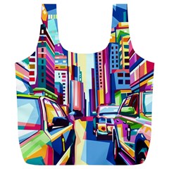 City-street-car-road-architecture Full Print Recycle Bag (xl)