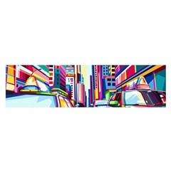 City-street-car-road-architecture Oblong Satin Scarf (16  X 60 )