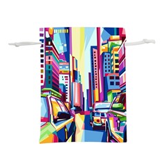 City-street-car-road-architecture Lightweight Drawstring Pouch (s) by Jancukart