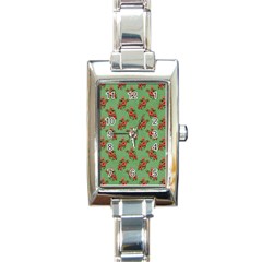 Flowers-b 002 Rectangle Italian Charm Watch