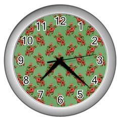 Flowers-b 002 Wall Clock (silver) by nate14shop