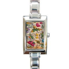 Flowers-b 003 Rectangle Italian Charm Watch