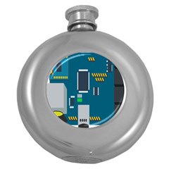 Amphisbaena Two Platform Dtn Node Vector File Round Hip Flask (5 Oz) by Sapixe