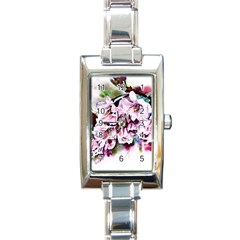 Watercolour-cherry-blossoms Rectangle Italian Charm Watch