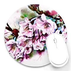 Watercolour-cherry-blossoms Round Mousepads