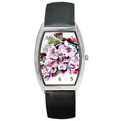 Watercolour-cherry-blossoms Barrel Style Metal Watch by Jancukart