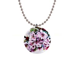 Watercolour-cherry-blossoms 1  Button Necklace