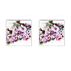 Watercolour-cherry-blossoms Cufflinks (square)