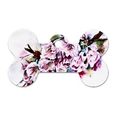 Watercolour-cherry-blossoms Dog Tag Bone (one Side)