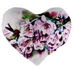 Watercolour-cherry-blossoms Large 19  Premium Heart Shape Cushions Front