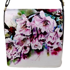 Watercolour-cherry-blossoms Flap Closure Messenger Bag (s) by Jancukart