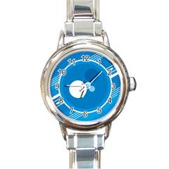 Background-blue-modern-creative Round Italian Charm Watch