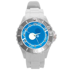 Background-blue-modern-creative Round Plastic Sport Watch (l)