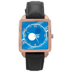 Background-blue-modern-creative Rose Gold Leather Watch 