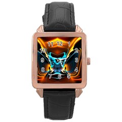 Duck-crazy-duck-abstract Rose Gold Leather Watch 