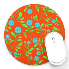 Background-texture-seamless-flowers Round Mousepads