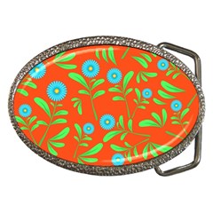 Background-texture-seamless-flowers Belt Buckles