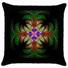 Fractal-abstract-flower-floral- -- Throw Pillow Case (black) by Wegoenart