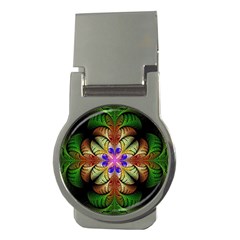 Fractal-abstract-flower-floral- -- Money Clips (round)  by Wegoenart