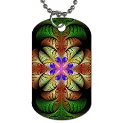 Fractal-abstract-flower-floral- -- Dog Tag (one Side) by Wegoenart