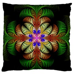 Fractal-abstract-flower-floral- -- Large Flano Cushion Case (one Side) by Wegoenart