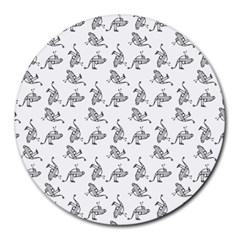 Robot Dog Drawing Motif Pattern Round Mousepads