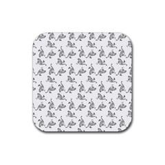 Robot Dog Drawing Motif Pattern Rubber Coaster (square) by dflcprintsclothing