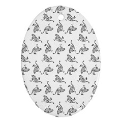 Robot Dog Drawing Motif Pattern Oval Ornament (two Sides) by dflcprintsclothing