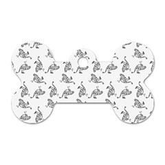 Robot Dog Drawing Motif Pattern Dog Tag Bone (two Sides)