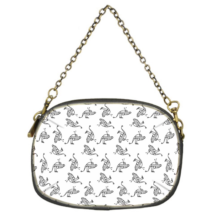 Robot Dog Drawing Motif Pattern Chain Purse (One Side)