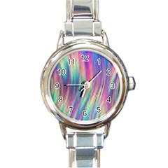 Rainbow Effect Cbdoilprincess  Round Italian Charm Watch by CBDOilPrincess1