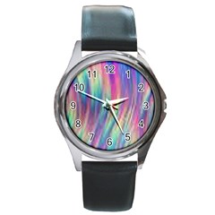 Rainbow Effect Cbdoilprincess  Round Metal Watch by CBDOilPrincess1