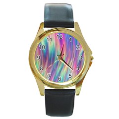 Rainbow Effect Cbdoilprincess  Round Gold Metal Watch by CBDOilPrincess1