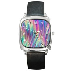 Rainbow Effect Cbdoilprincess  Square Metal Watch by CBDOilPrincess1