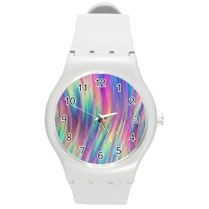 Rainbow Effect CBDOilPrincess  Round Plastic Sport Watch (M)