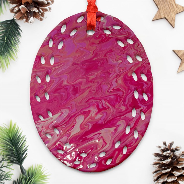 My Pour Cup Painting 1 CBDOilPrincess  Oval Filigree Ornament (Two Sides)