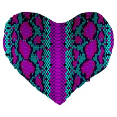 Snake Print Cbdoilprincess Large 19  Premium Flano Heart Shape Cushions by CBDOilPrincess1