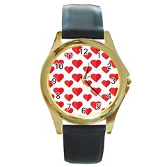 Heart-004 Round Gold Metal Watch by nate14shop