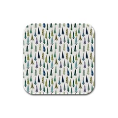 Christmas Tree Rubber Square Coaster (4 Pack) by nate14shop