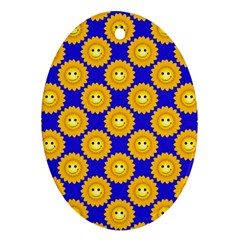 Pattern Sun-flower Oval Ornament (two Sides) by nate14shop