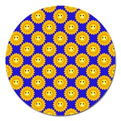 Pattern Sun-flower Magnet 5  (round) by nate14shop