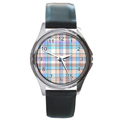 Plaid Round Metal Watch by nate14shop