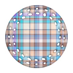 Plaid Ornament (round Filigree) by nate14shop